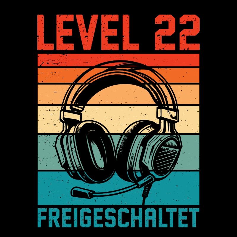 22. Geburtstag Männer Gamer Level 22 Unlocked