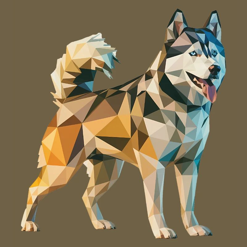 Siberian Husky - Cool Low Poly  Logo