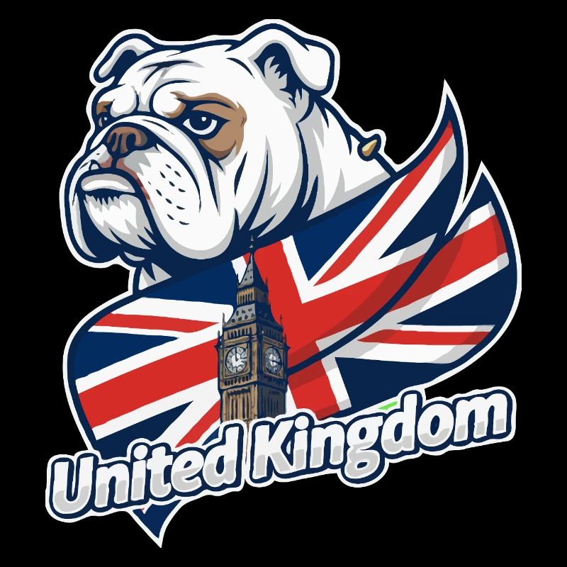 Bouledogue avec drapeau britannique et Big Ben