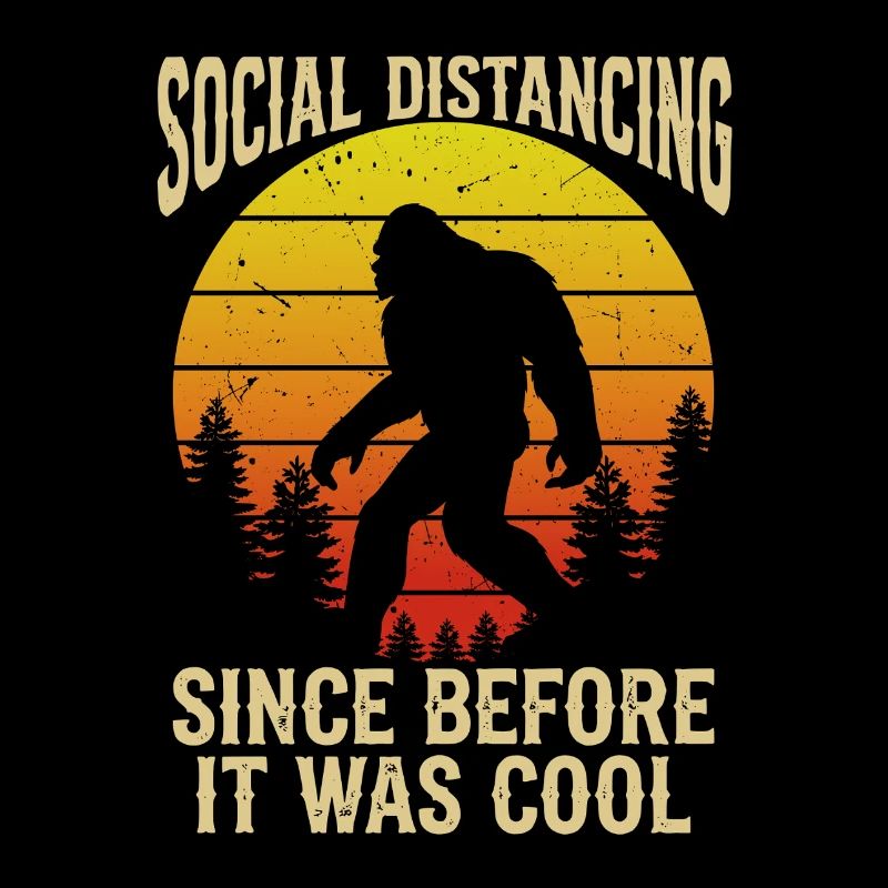 Social Distancing Bigfoot Retro Sasquatch Lustig