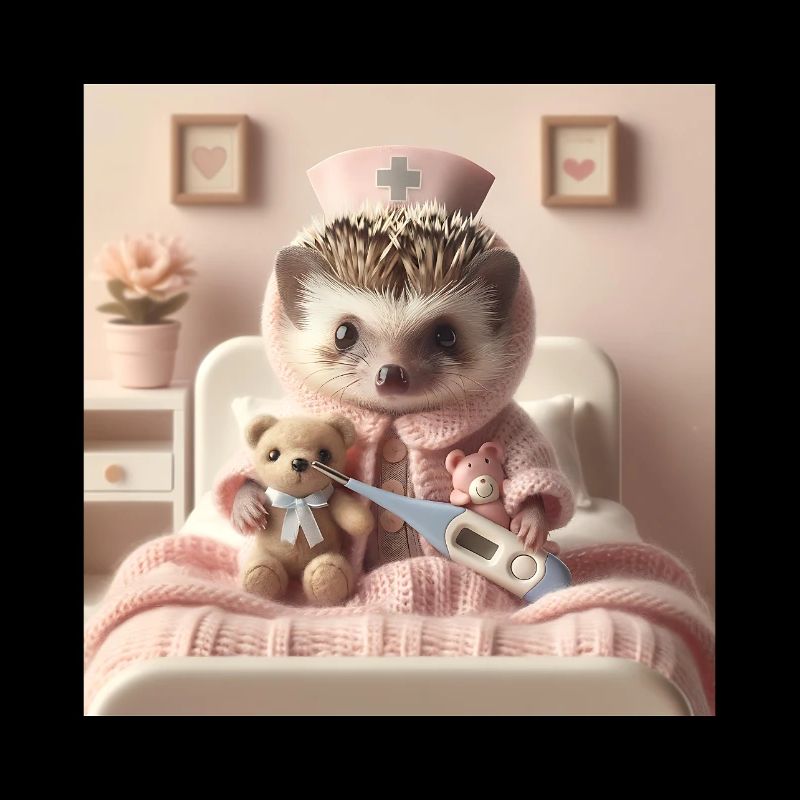 Süßer Igel mit Kuscheltier