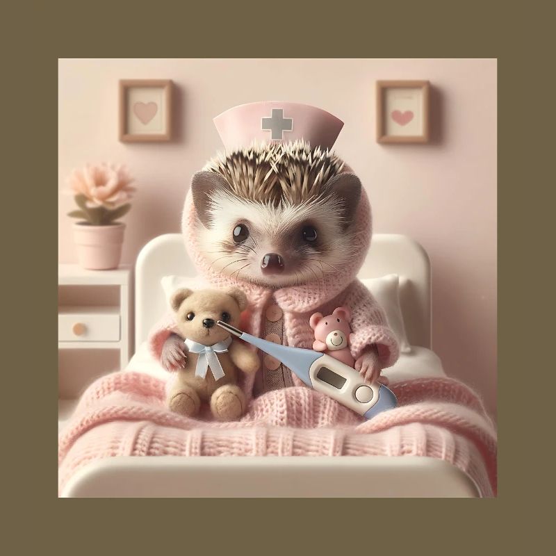 Süßer Igel mit Kuscheltier