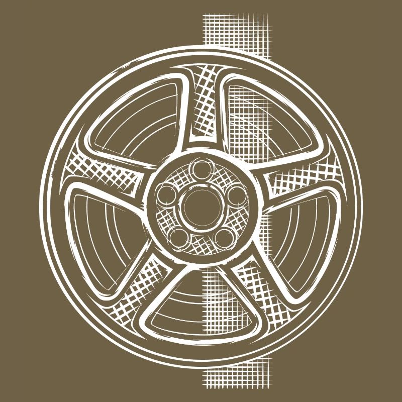 Technical Drawing Wheel Rim in Sketch Style