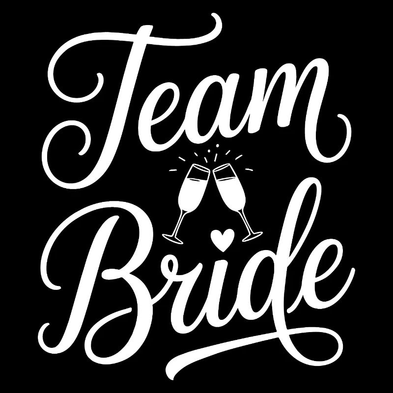Team Bride Sektgläsern und Herz