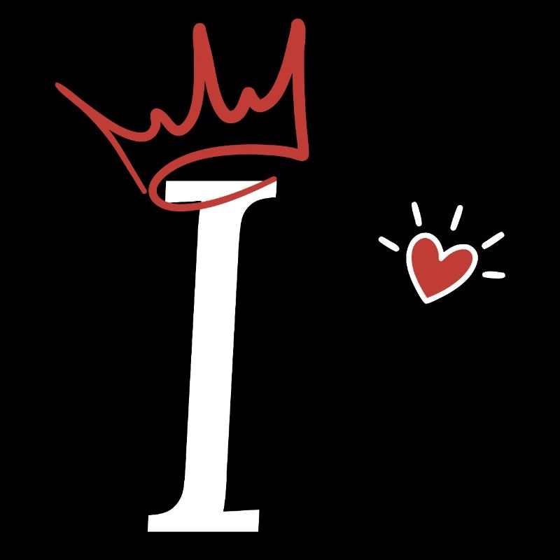 Letter i crown heart