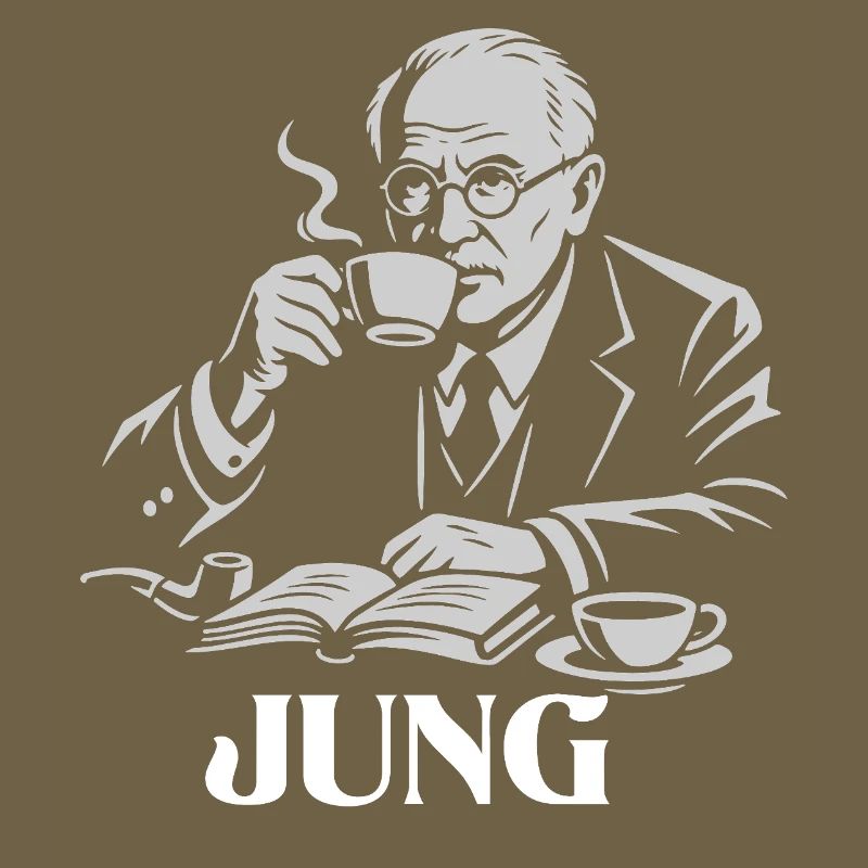 Carl Gustav Jung drinking a coffee portarit