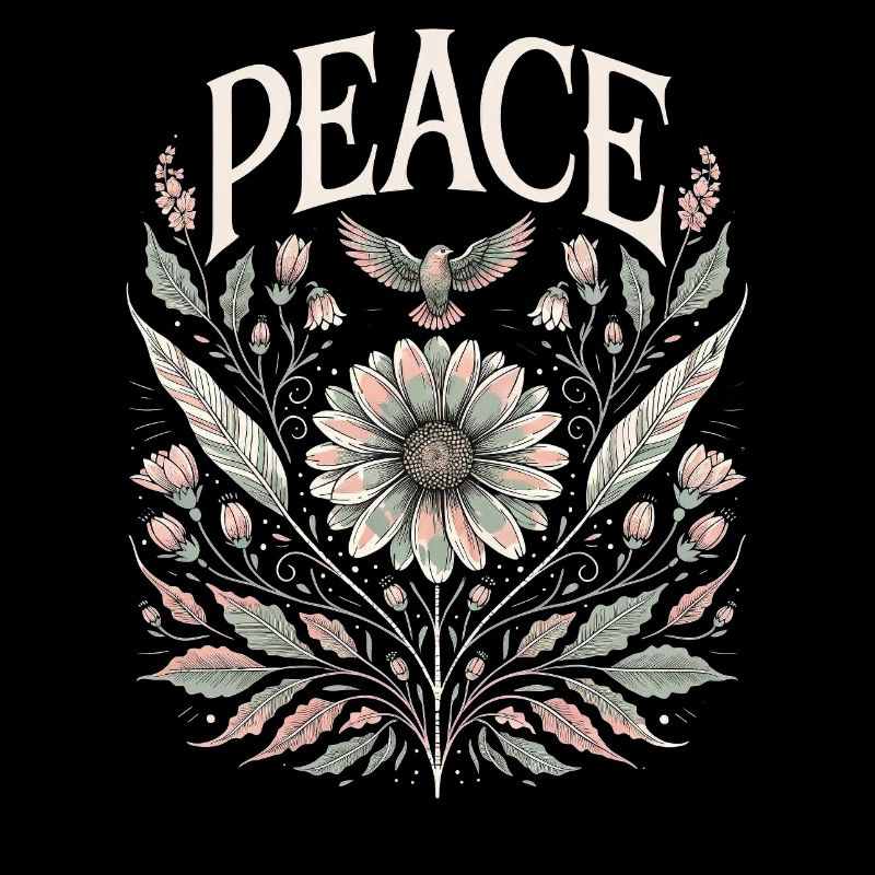 Peace Vintage Blumen Design Pastell