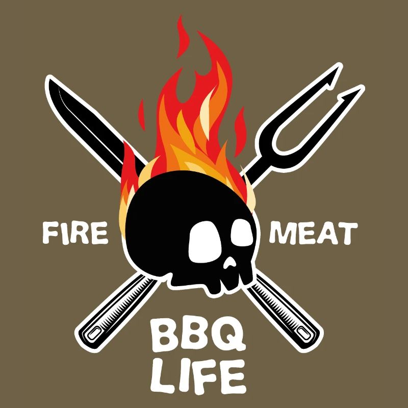 Barbecue BBQ Life Skull Gift Kitchen