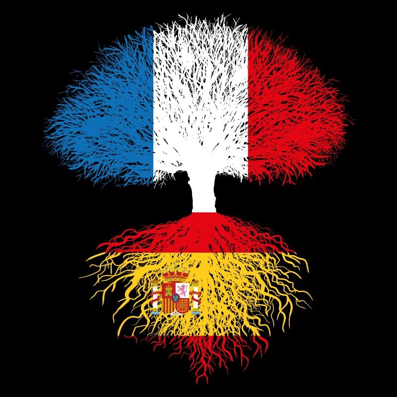 Baum Frankreich Spanien Spanische Wurzeln Flaggen