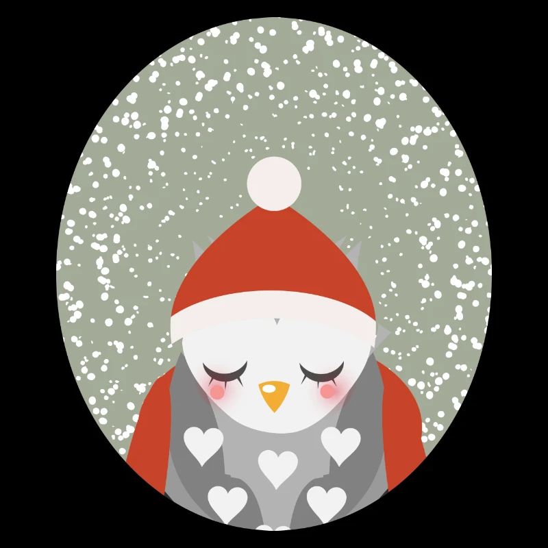 verträumte Eule mit Santa Claus Weihnachtsmütze