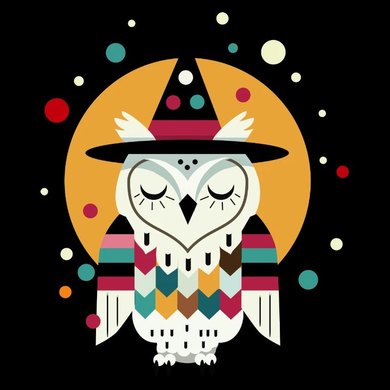 Magische Eule im Halloween-Stil mit Hexen Hut