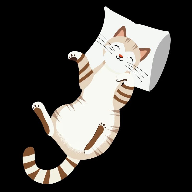 Relaxed Cat with Pillow-Cozy Animal Design