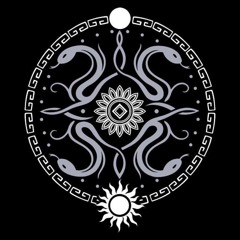 Roue serpentine avec soleil et lune