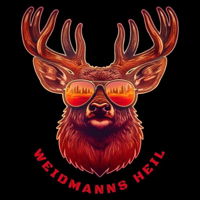 Hirschkopf Weidmanns Heil Jagdtrophäe  Jäger