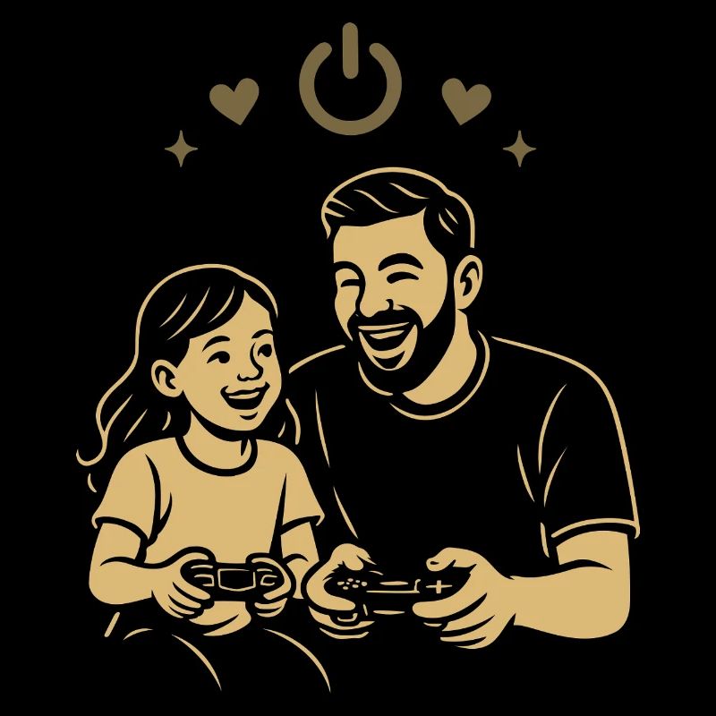 Dad & Daughter Gaming - Retro Style