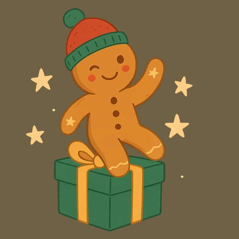 Gingerbread figurine on gift box