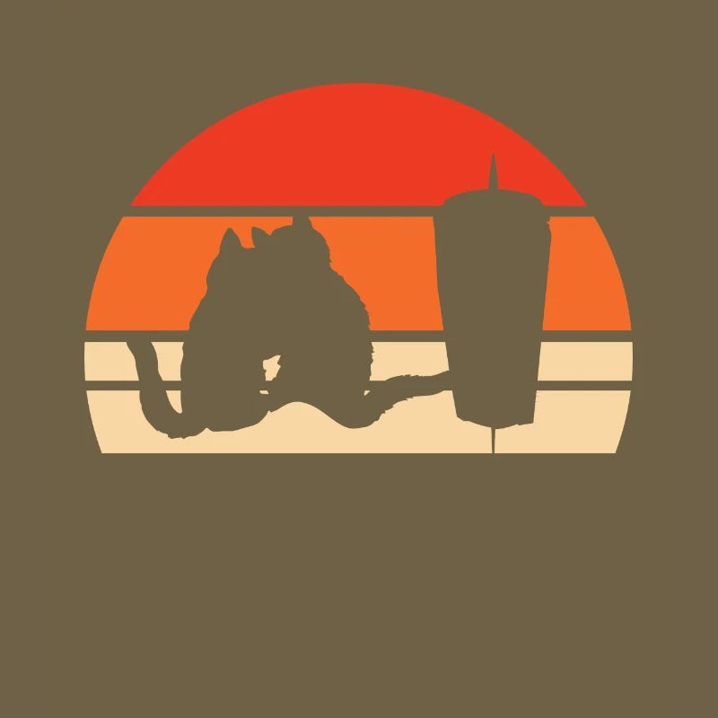 Stylized cat and office window design