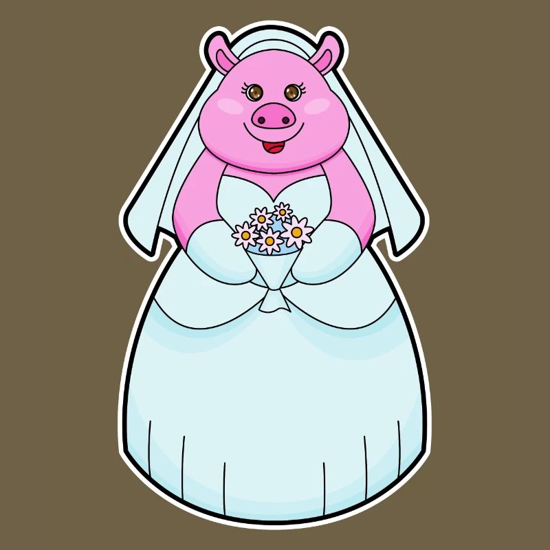 Cochon comme mariée avec voile