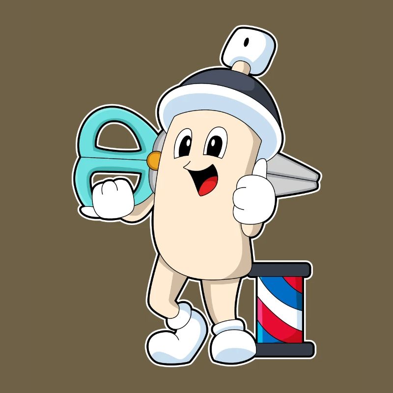 Laque de coiffure comme coiffeur avec des ciseaux