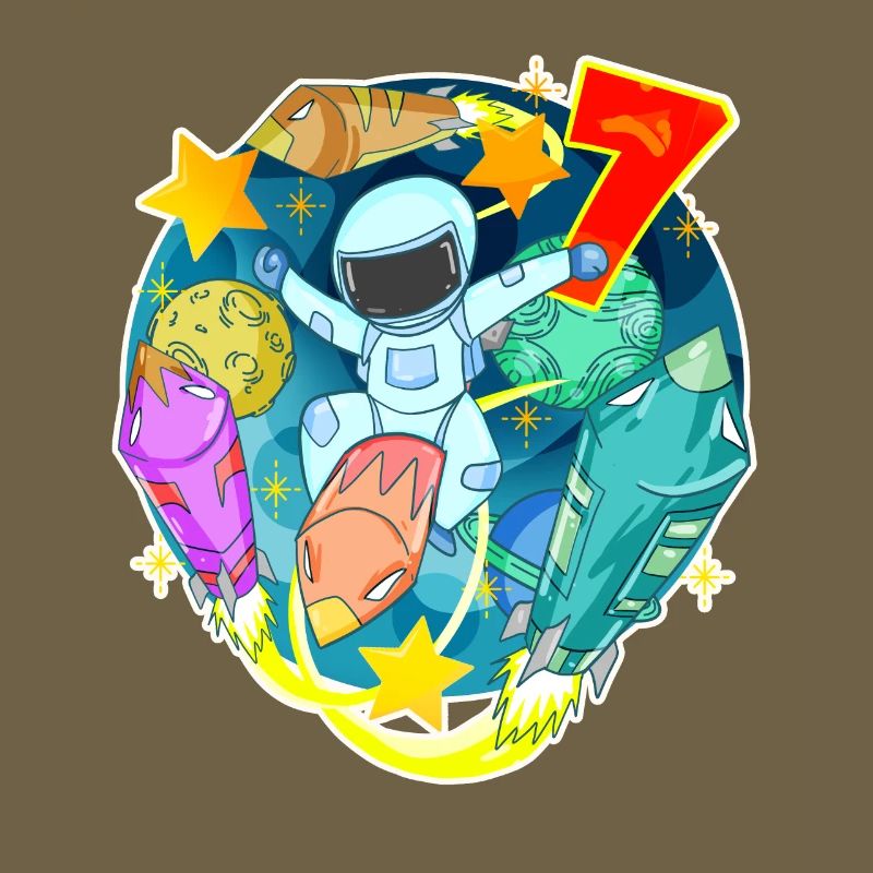 7th birthday 7 years Young astronaut Space