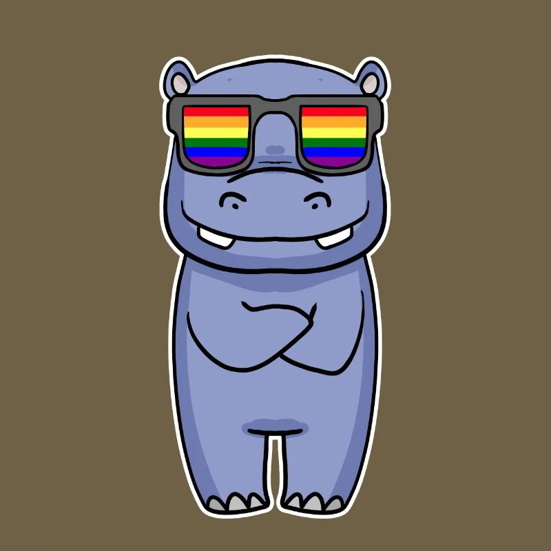 Regenbogen - Nilpferd mit Brille