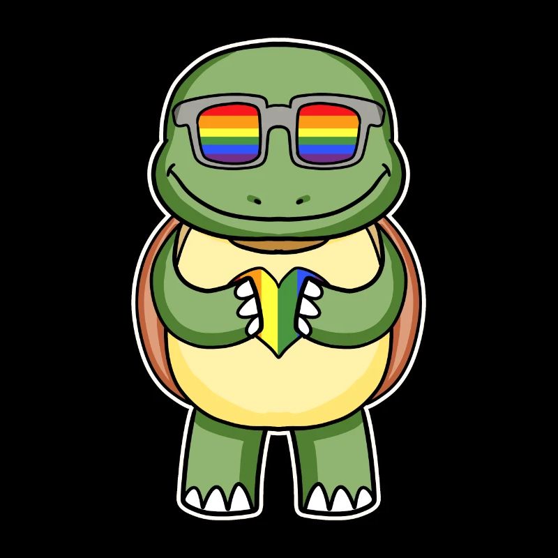 Rainbow - Turtle with glasses and heart