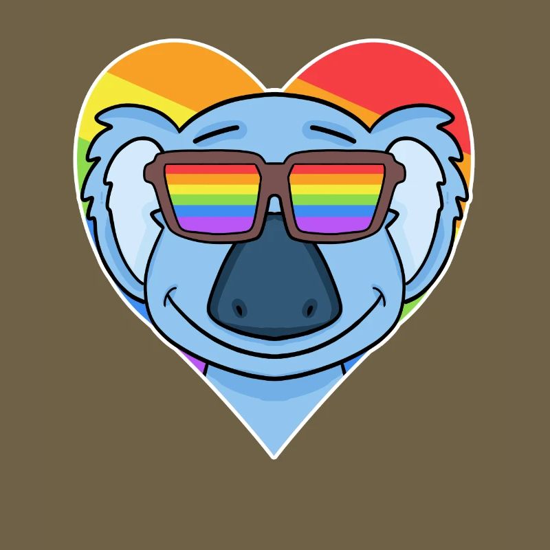 Rainbow - Koala with glasses and heart