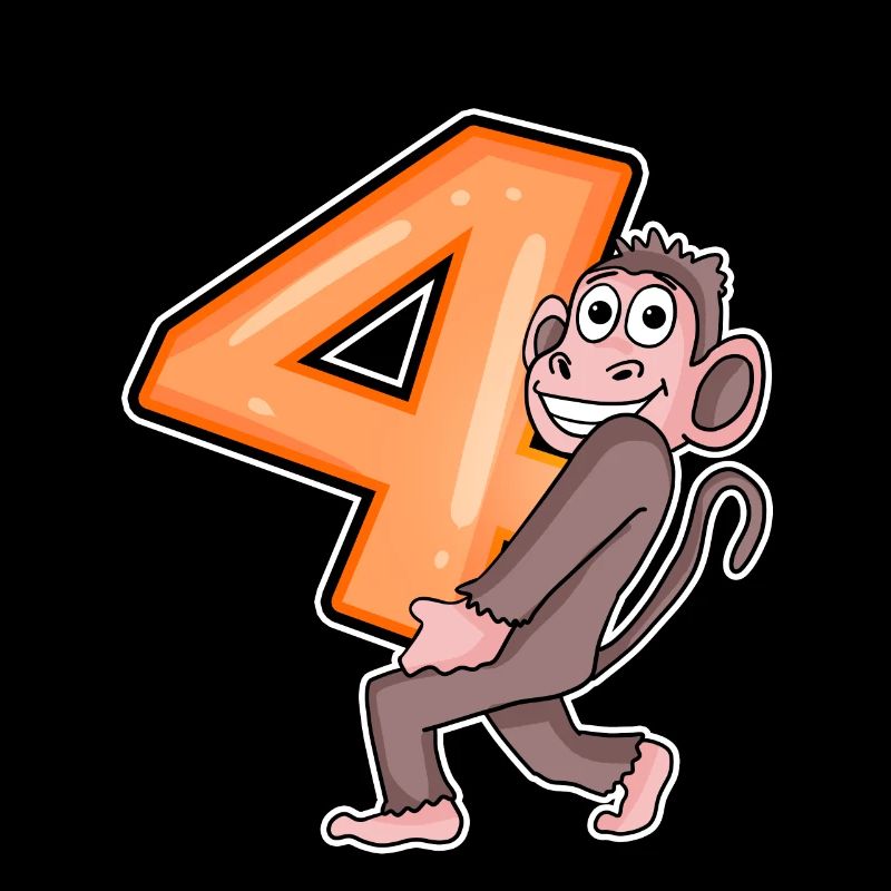 4 Geburtstag 4 Jahre alt mit Tier Motiv - vier