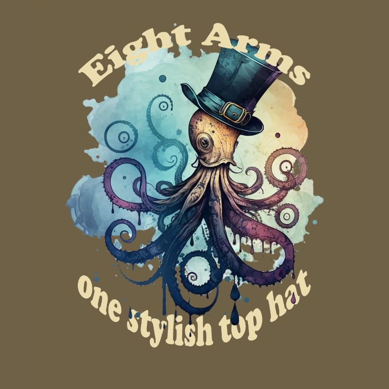 Eight arms, a stylish hat, octopus