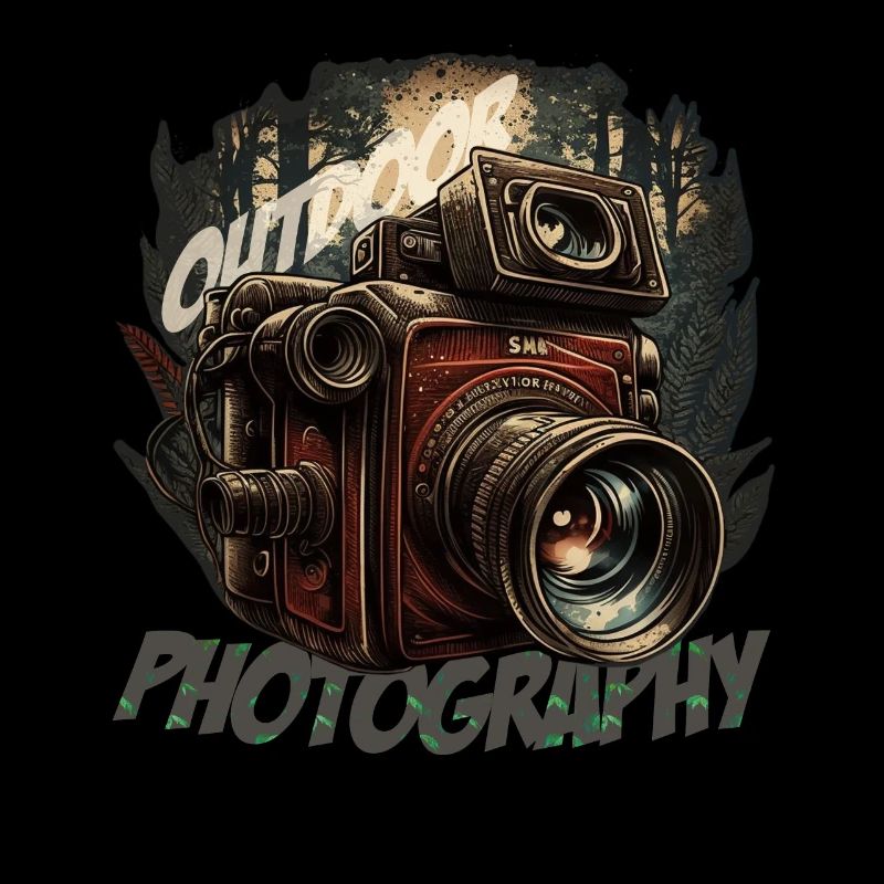 Camera in the forest with lettering