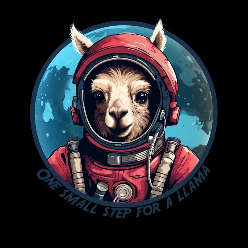 Lama astronaute avec lettrage
