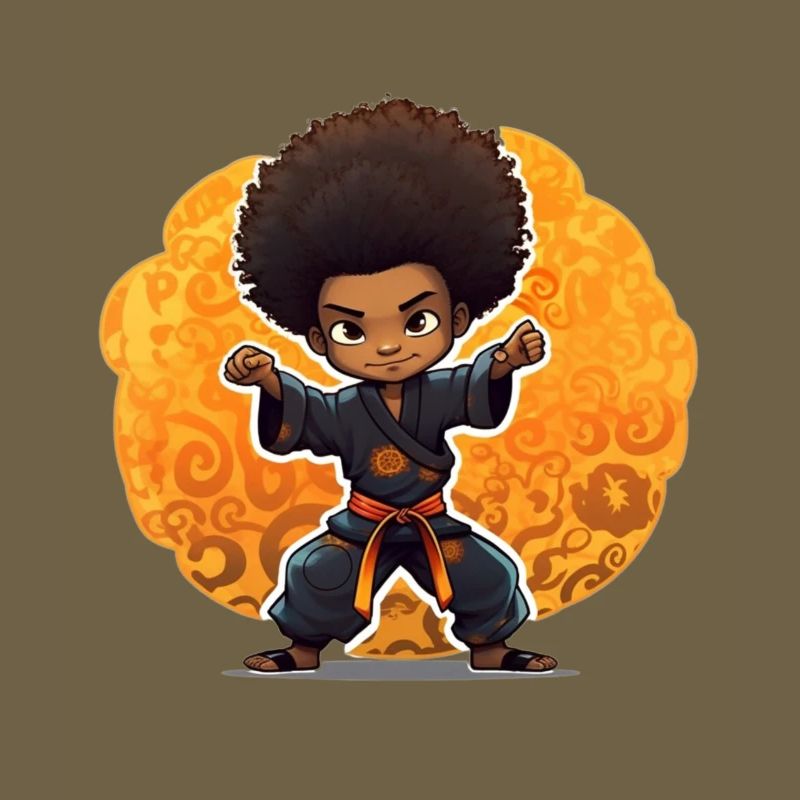 Kampfkunst-Kind mit Afro-Style