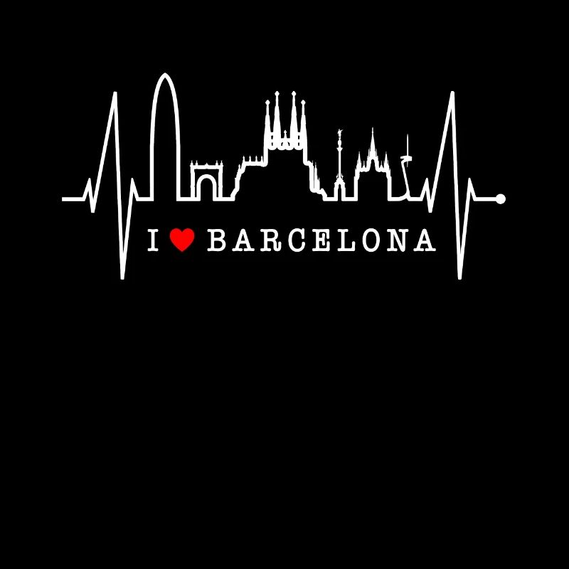 Barcelone Skyline Espagne Heartbeat Fan Barcelone