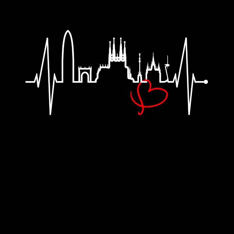 Barcelone Skyline Espagne Heartbeat Fan Barcelone