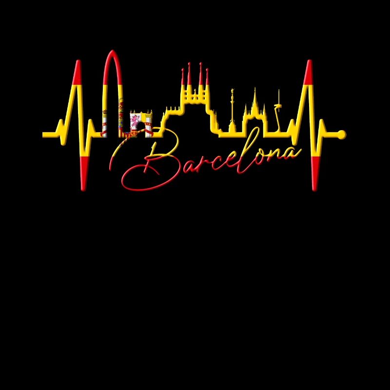 Barcelone Skyline Espagne Heartbeat Fan Barcelone