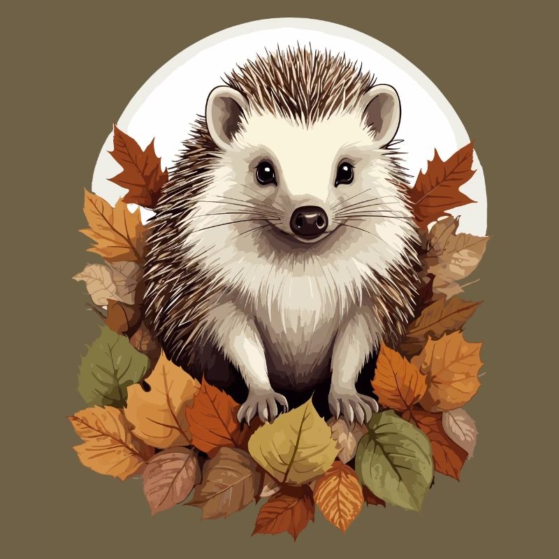 Hérisson mignon dans un tas de feuilles
