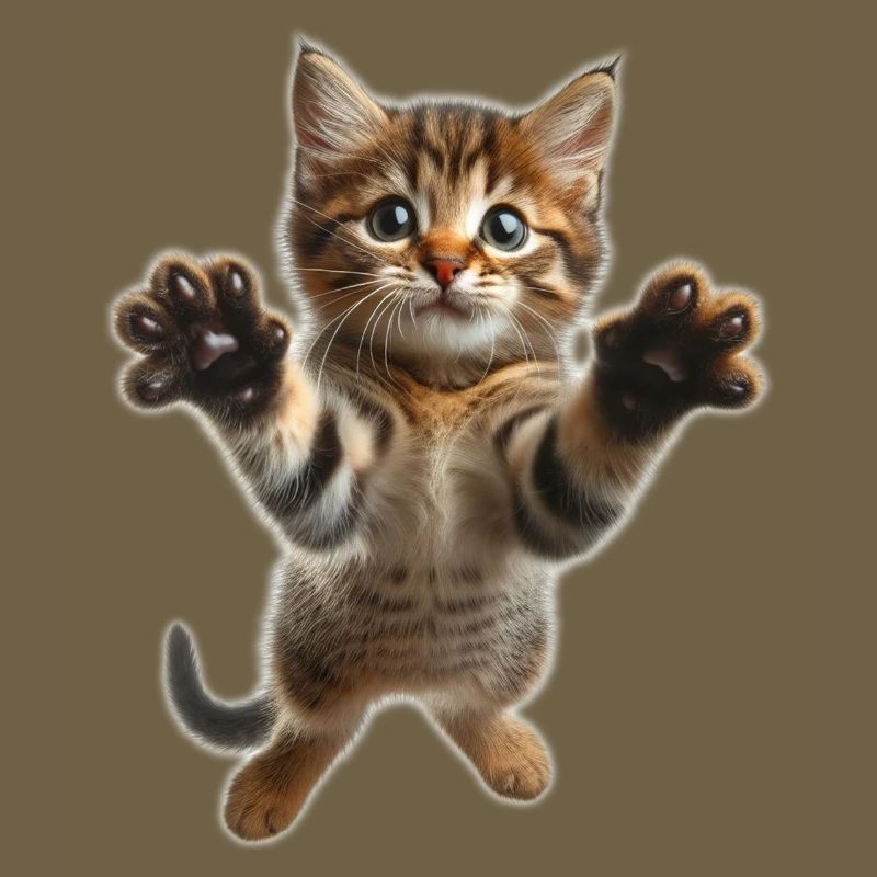 Süße, springende kleine Katze