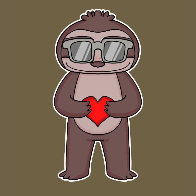 Faultier mit Herz und Brille