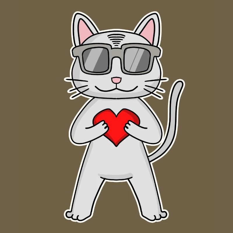 Chat avec coeur et lunettes - Devon Rex