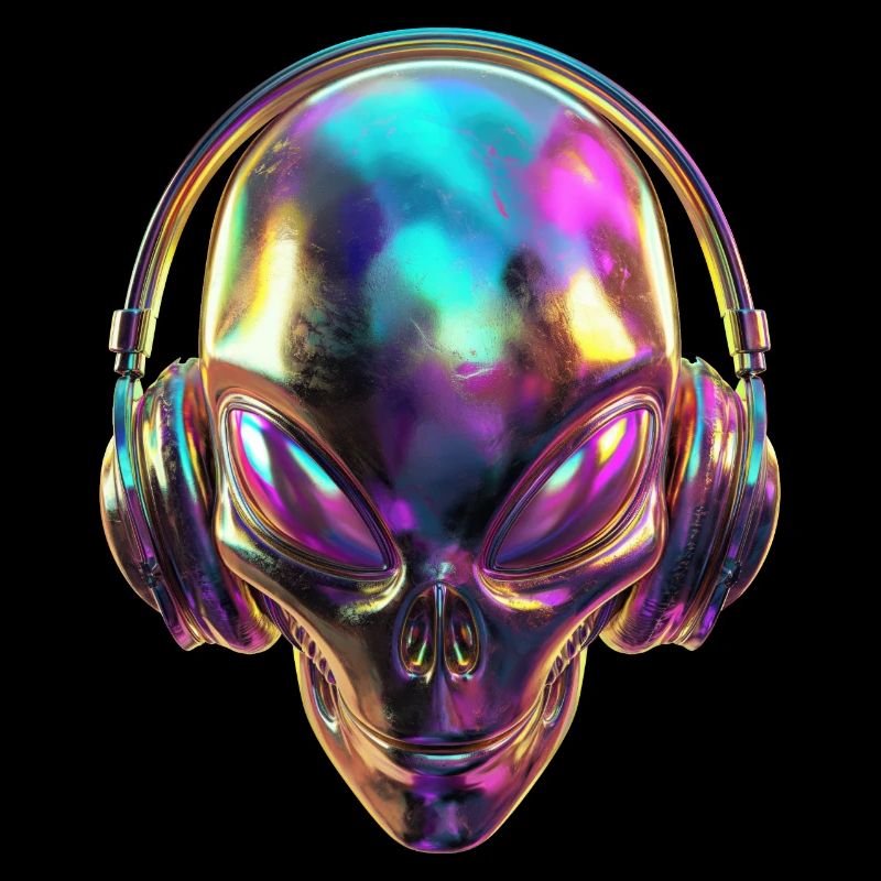 Tête extraterrestre chromatique avec casque