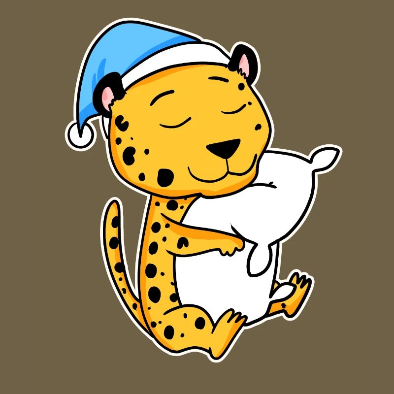 Guépard avec oreiller et bonnet de nuit