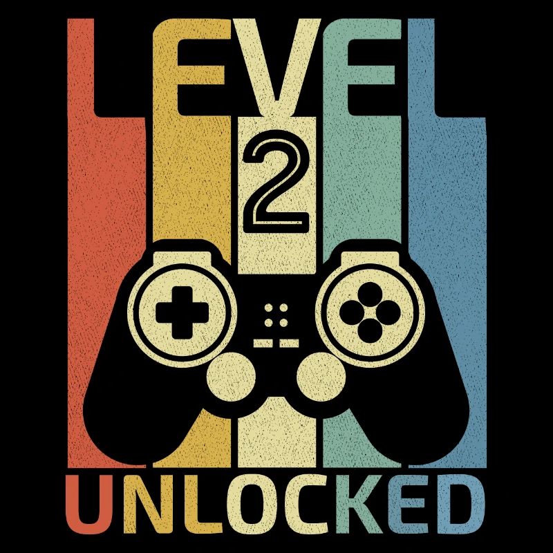 Level 2 Freigeschaltetes Hemd Videospieler 2. Geburtstag