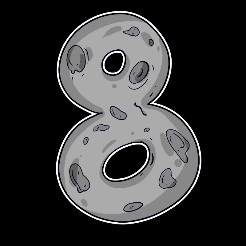 Number 8 Number Eight Moon Motif