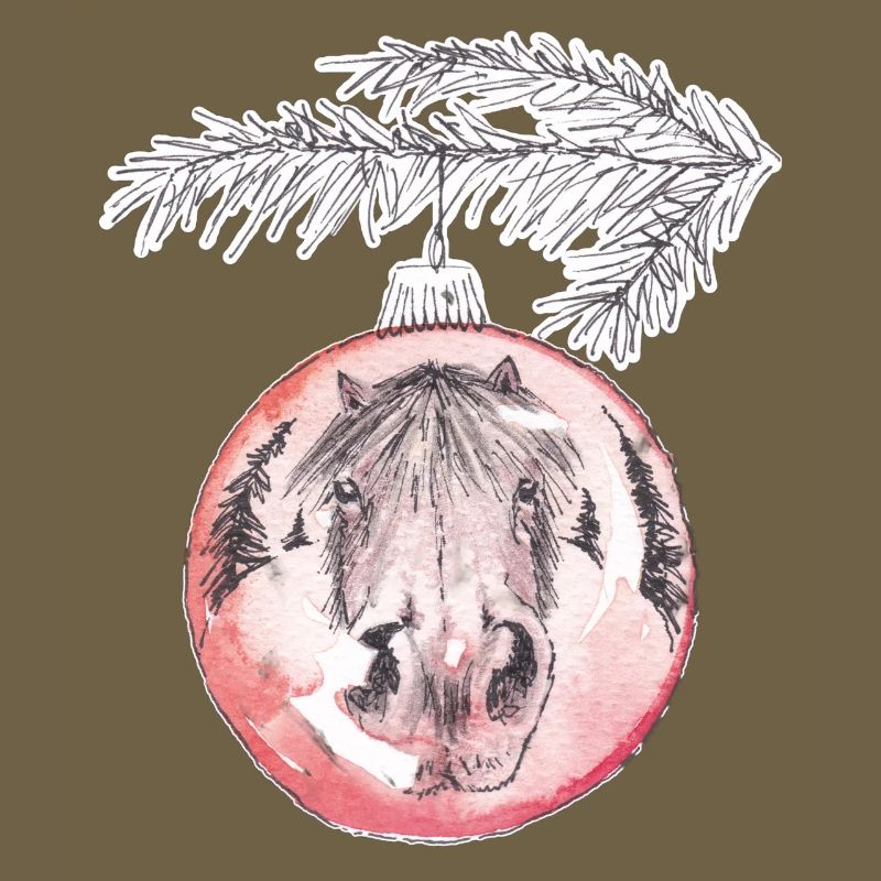 Weihnachtskugel Merry Christmas rot Pferd