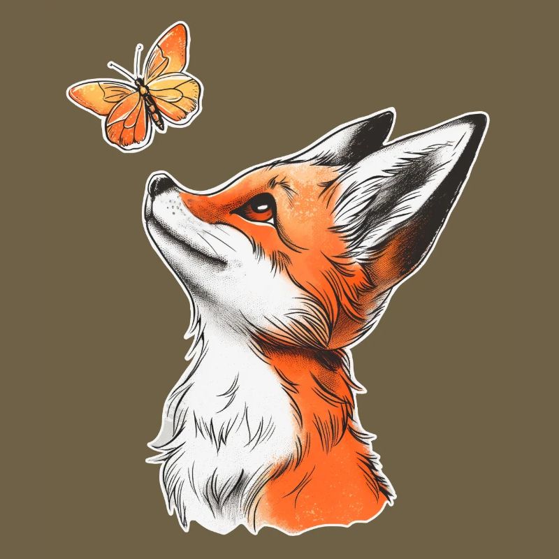 Fuchs mit Schmetterling