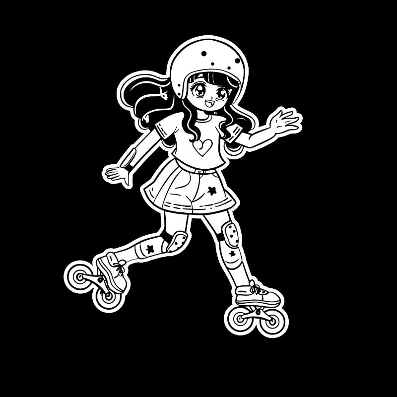 Roller Skate Girl Cartoon