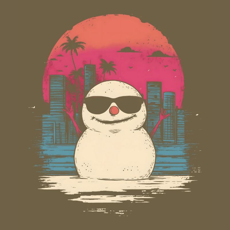 Schneemann Retro Synthwave Retrowave Geschenk