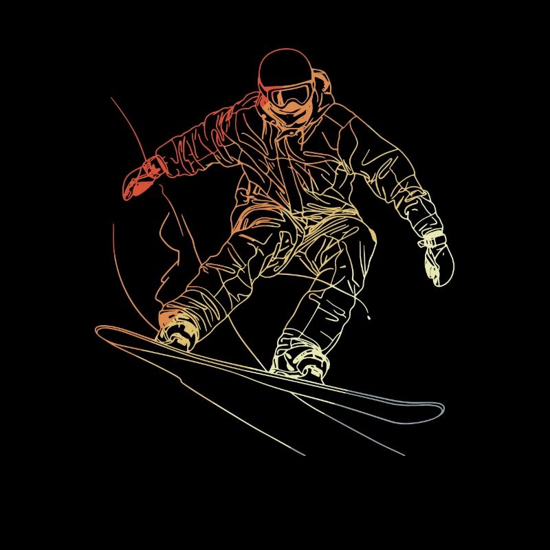 Snowboarder Sketch Retro
