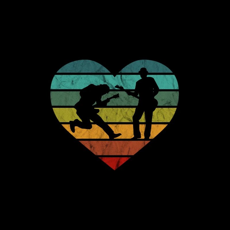 Guitare électrique Basse Coeur Retro Silhouette
