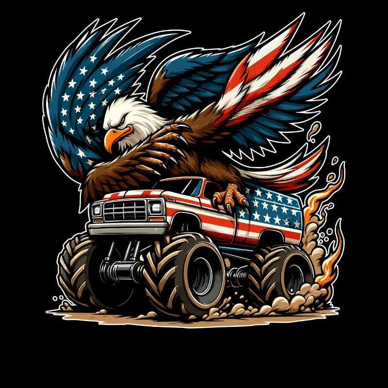 Patriotic Eagle on Monster Truck